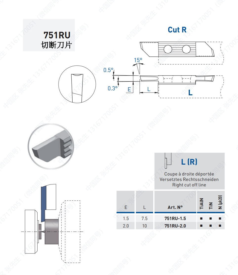 751RU/RZU/RAS 切断刀片