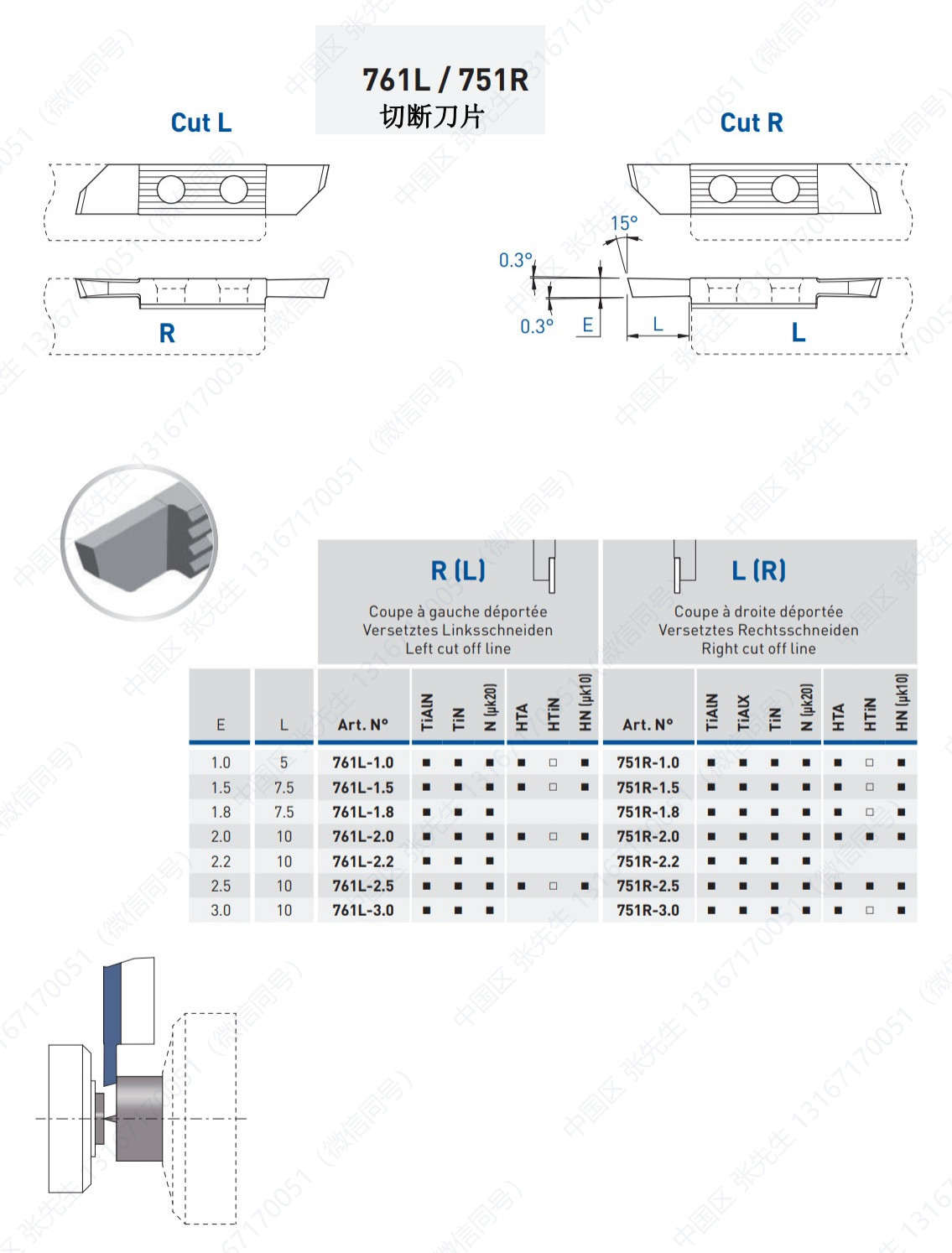 751R/761L/S/-05/X4/XF/X12/X25/D/NXF 切断刀片