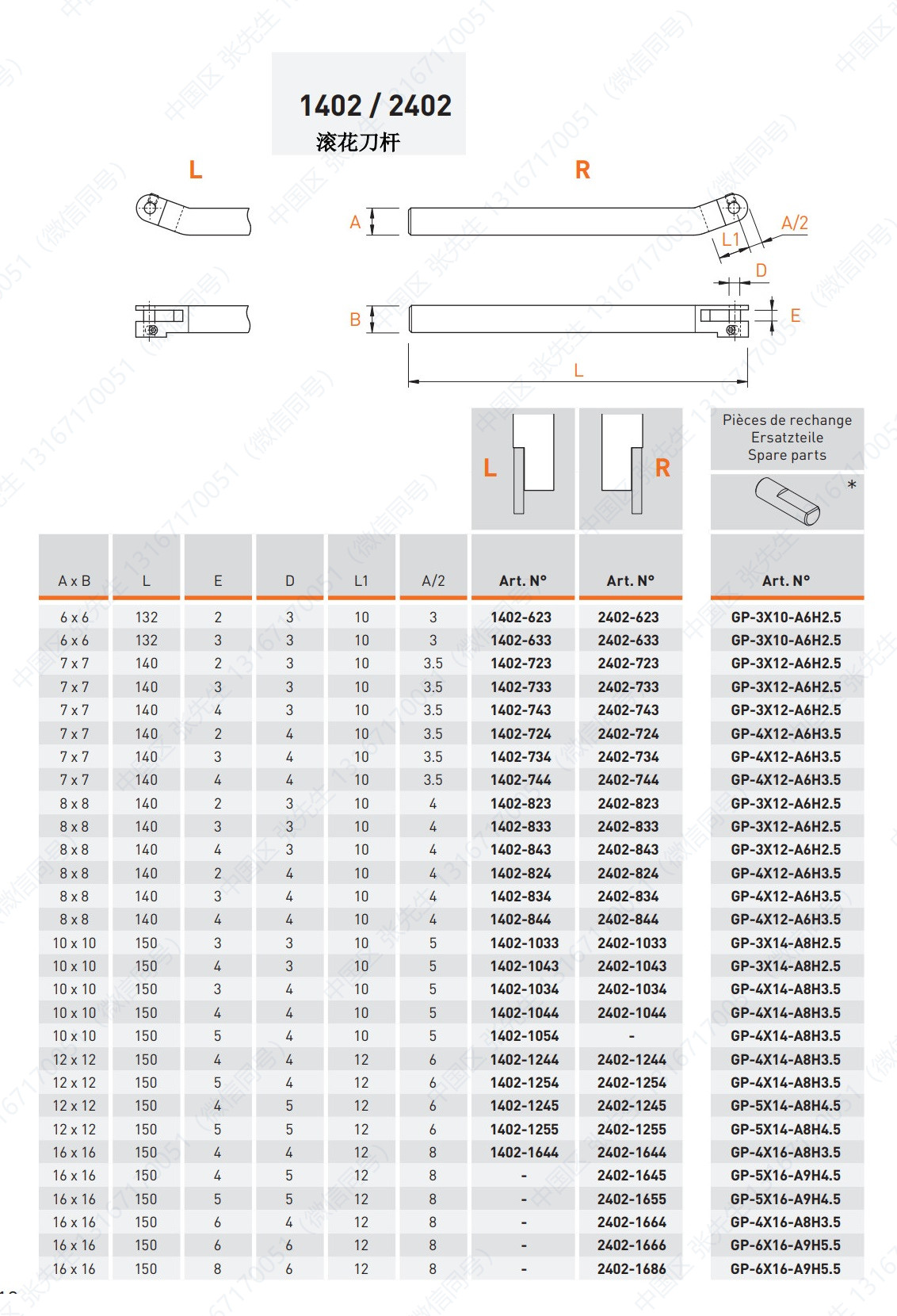 1402/2402 滚花刀杆