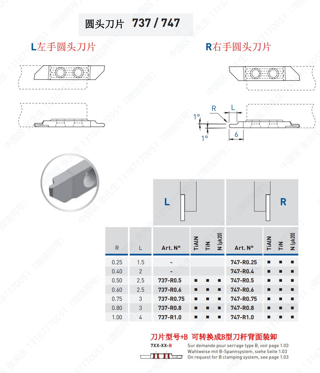 737/747 圆头切刀片