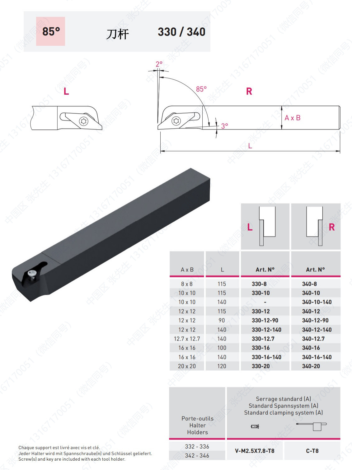330/340 JET 修光刃 刀杆