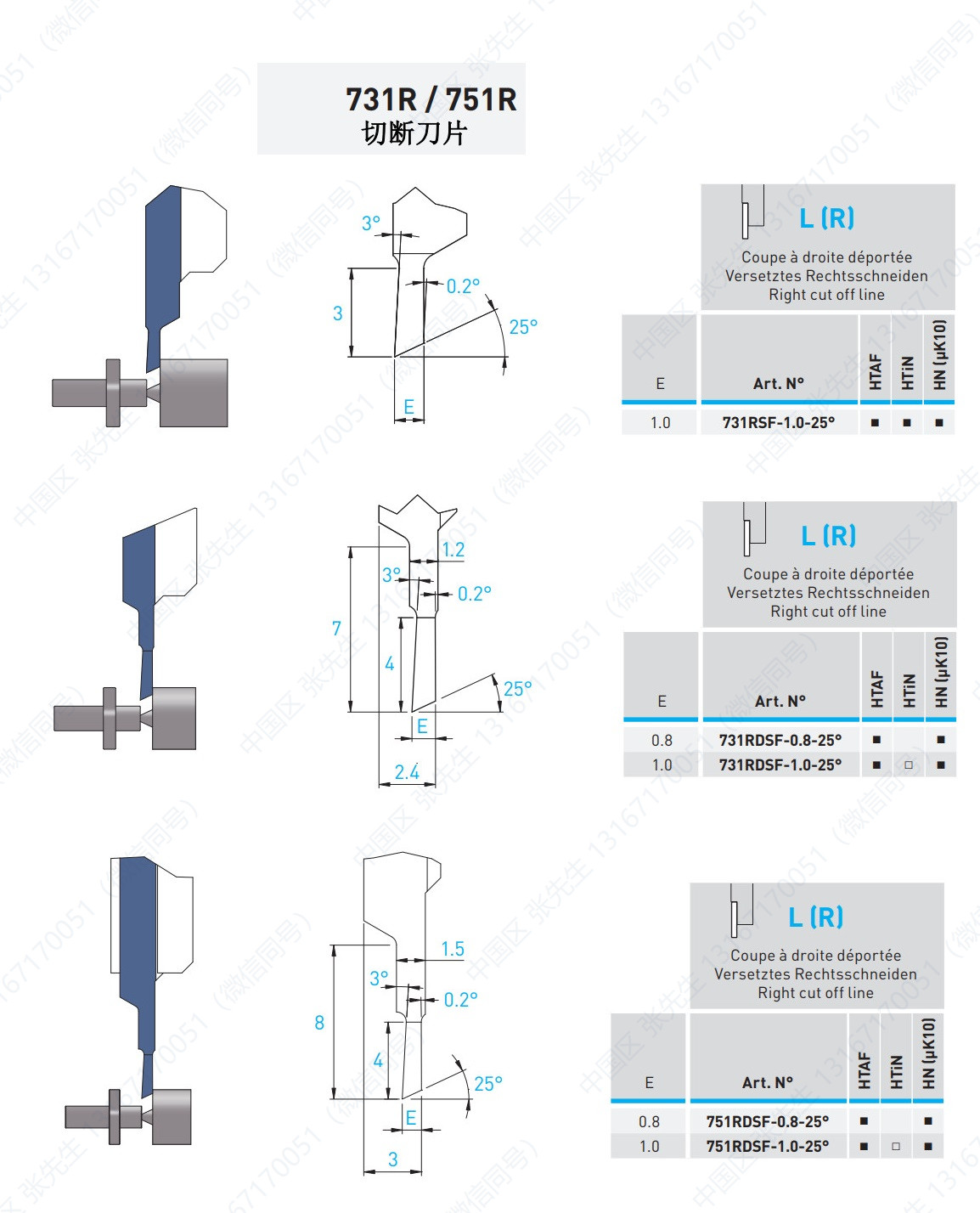 731R/751R 切断刀片